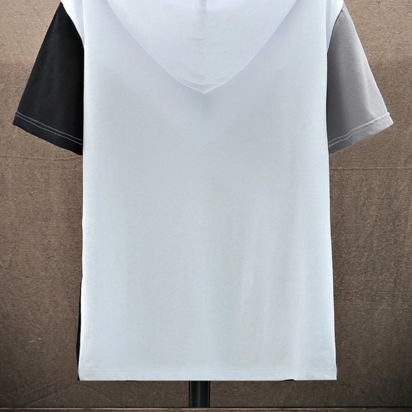 Casual Men's Contrast Colorblock Hooded Tee - Picture 4 of 8